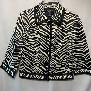 Scott Taylor - Zebra Stripe - 3/4 Sleeve - Satin-like Jacket, Size Petite Small